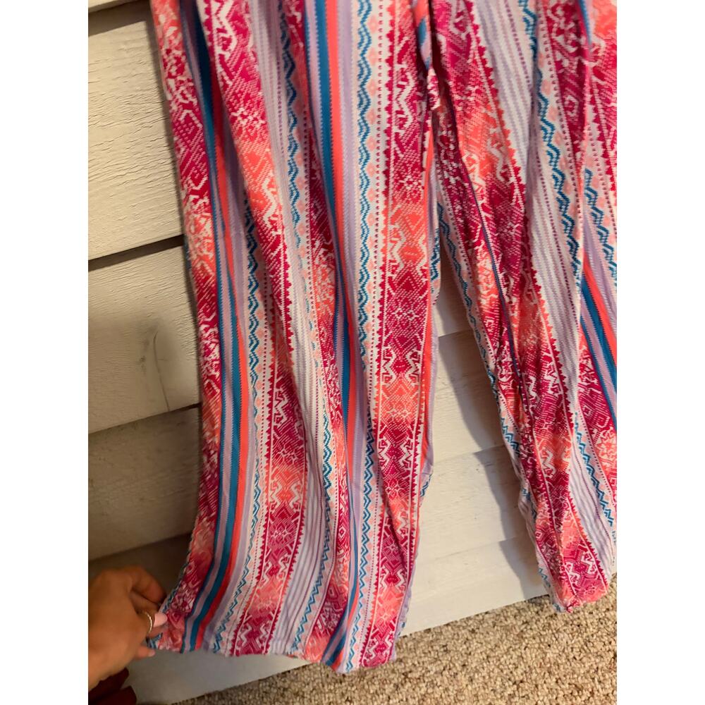 Savanna Jane Halter Jumpsuit Boho Print Tie Waist Tapered Leg Small - Picture 3 of 5